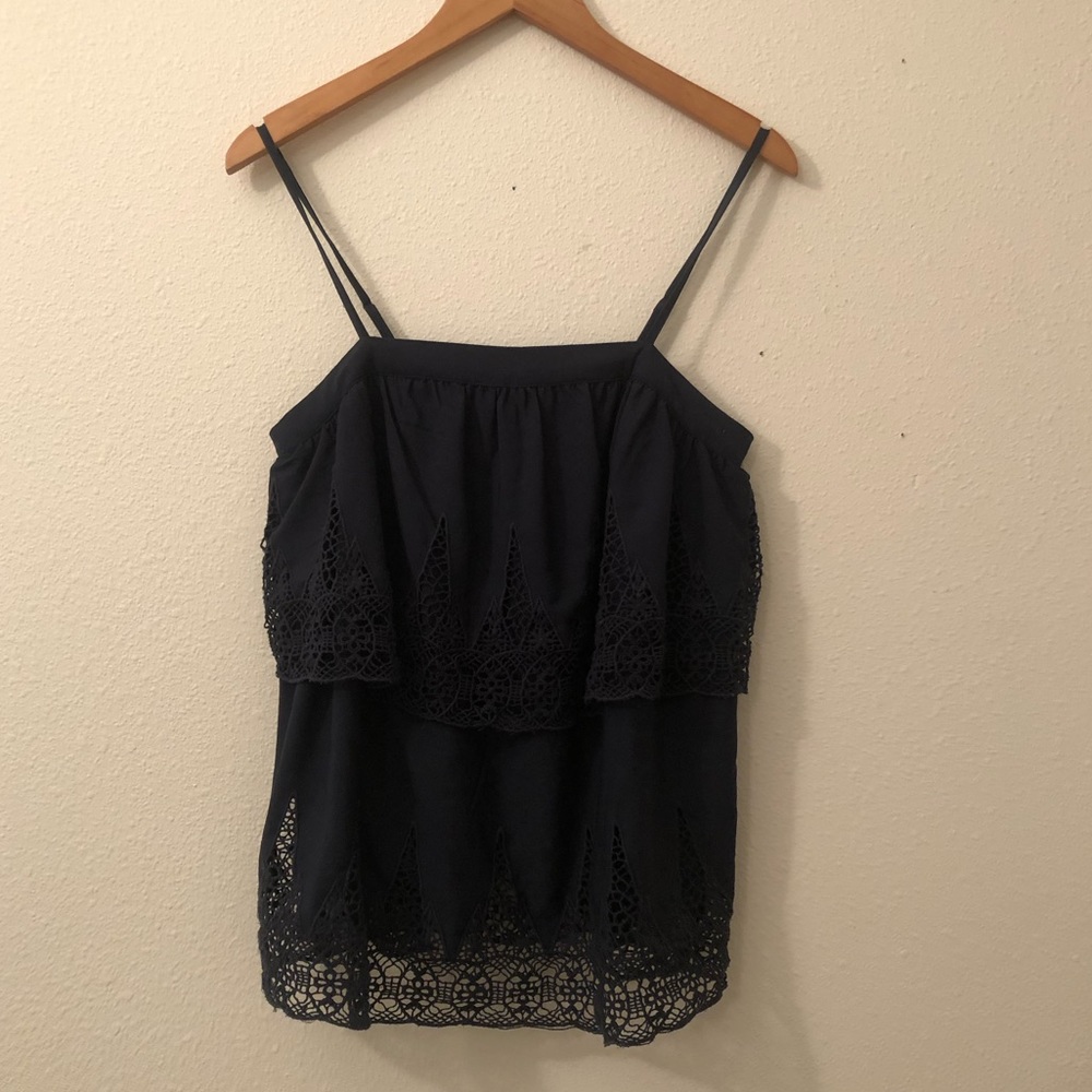 Chelsea 28 navy blue layered lace tank